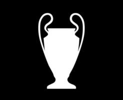 Champions League Trophy Symbol White Logo Abstract Design Vector Illustration With Black Background