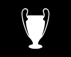 Champions League Trophy White Logo Symbol Abstract Design Vector Illustration With Black Background