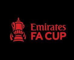 Emirates Fa Cup Logo With Name Red Symbol Abstract Design Vector Illustration With Black Background