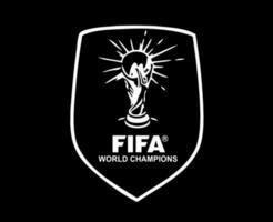 Fifa World Champion Badge White Logo Symbol Abstract Design Vector Illustration With Black Background