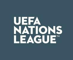 Uefa Nations League Logo Name White Symbol Abstract Design Vector Illustration With Gray Background