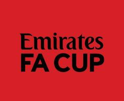 Emirates Fa Cup Logo Name Black Symbol Abstract Design Vector Illustration With Red Background