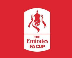 The Emirates Fa Cup Symbol White Logo Abstract Design Vector Illustration With Red Background