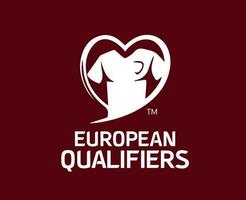 European Qualifiers Symbol With Name White Logo Abstract Design Vector Illustration With Red Background