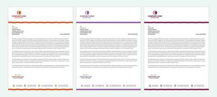 Clean and professional corporate company business letterhead template design with color variation bundle vector