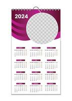 pared calendario 2024, pared calendario diseño modelo para 2024, minimalista, limpio, y elegante diseño calendario para 2024,pared calendario modelo diseño vector