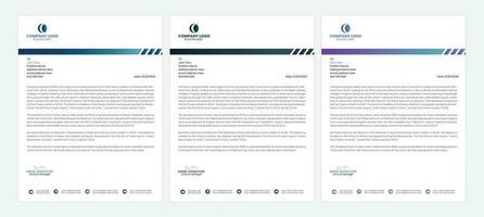 Clean and professional corporate company business letterhead template design with color variation bundle vector