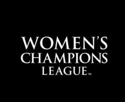 mujer campeones liga logo nombre blanco símbolo resumen diseño vector ilustración con negro antecedentes