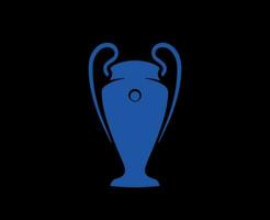 Champions League Trophy Blue Symbol Logo Abstract Design Vector Illustration With Black Background