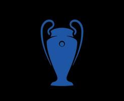 Champions League Trophy Blue Symbol Logo Abstract Design Vector Illustration With Black Background