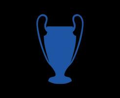 Champions League Trophy Blue Logo Symbol Abstract Design Vector Illustration With Black Background