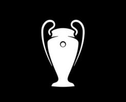 campeones liga trofeo blanco símbolo logo resumen diseño vector ilustración con negro antecedentes