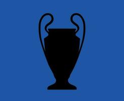 Champions League Trophy Symbol Black Logo Abstract Design Vector Illustration With Blue Background
