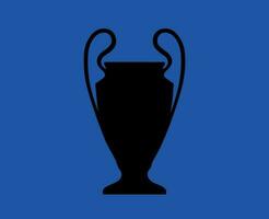 Champions League Trophy Symbol Black Logo Abstract Design Vector Illustration With Blue Background