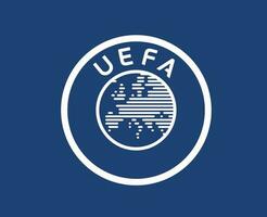 Uefa Logo Symbol White Abstract Design Vector Illustration With Blue Background