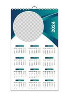 pared calendario 2024, pared calendario diseño modelo para 2024, minimalista, limpio, y elegante diseño calendario para 2024,pared calendario modelo diseño vector