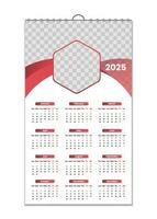 pared calendario 2025, pared calendario diseño modelo para 2025, minimalista, limpio, y elegante diseño calendario para 2025,pared calendario modelo diseño vector