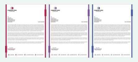 Clean and professional corporate company business letterhead template design with color variation bundle vector