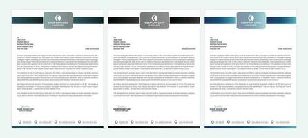 Clean and professional corporate company business letterhead template design with color variation bundle vector