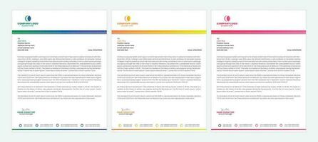 Clean and professional corporate company business letterhead template design with color variation bundle vector