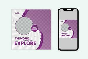 Editable template post for social media ad template post. web banner ads for travel promotion . vector