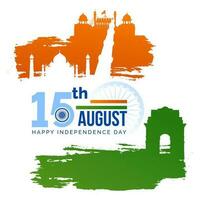 15th august independence day creative brush effect background vector