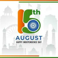 15th august happy independence day square banner vector