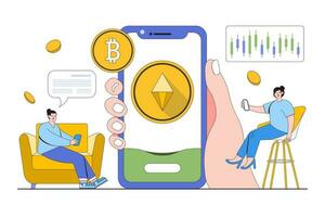 Digital Currency and Cashless Transactions Concept with Person Exploring Digital Currency Options vector