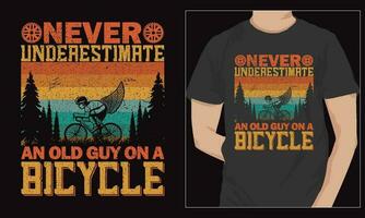 Nunca subestimar un antiguo hombre en un bicicleta bicicleta vector t camisa diseño