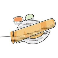 A dosa, also called dosai, is a thin pancake in South Indian cuisine vector