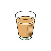 indian street tea in glass cup line and dots vector