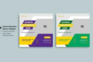 A School Admission Multi Colourful social media and web banner vector