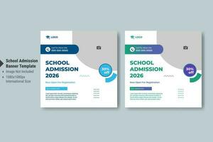 A School Admission Multi Colourful social media and web banner vector