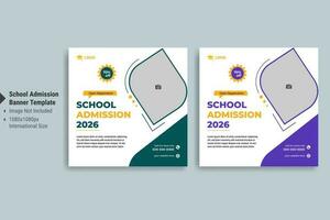 A School Admission Multi Colourful social media and web banner vector