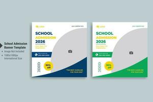 A School Admission Multi Colourful social media and web banner vector