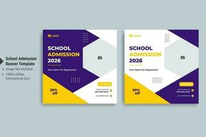 A School Admission Multi Colourful social media and web banner vector