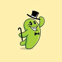 Green Gentleman Cartoon Mascot vector