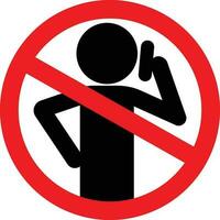 Do not Talk on Mobile Cell Phone Icon Sign vector