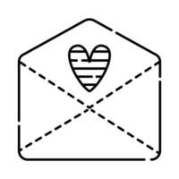 Cute envelope with heart vector black line icon