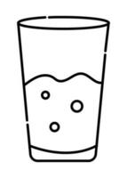 Glass of drink black and white vector line icon