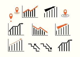 Set of vector business icons. Graphs, arrows.