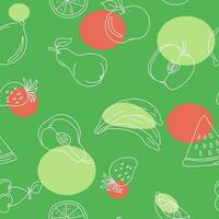 Pattern vector  fruits.  Seamless background with abstract fruits and berries in doodle style. Vector illustration .