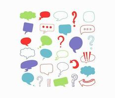 Speech bubbles, empty. Space for text, phrases, words. Set multicolored clouds. Vector illustration, background white isolated.