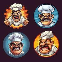 angry chef mascot vector