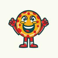 happy pizza mascot logo vector