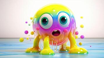 Photo cute baby monster made liquid jelly