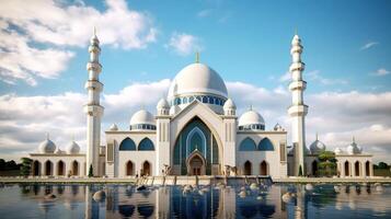 illustration of amazing architecture design of muslim mosque ramadan concept AI photo