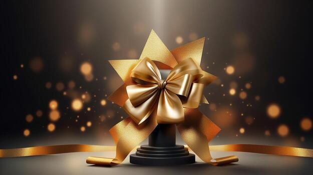 Happy birthday background and gift box and realistic balloons ornament with ribbon photo