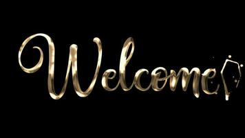 Welcome animation sign in gold color on transparent background. Luxury welcome text animation perfect for an opening something animation or for a welcome greeting on your video. video