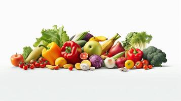 Photo Food fruit and vegetable 3d white background